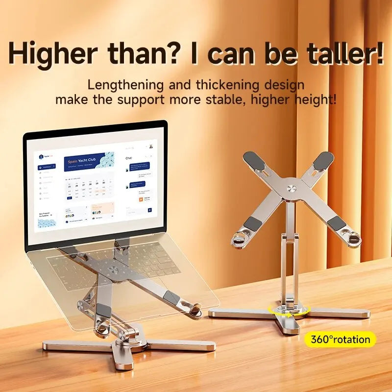 YASOKO Portable Aluminum Alloy Laptop Stand Foldable Telescopic 360° Rotation Notebook Holder for Desktop & Tablet