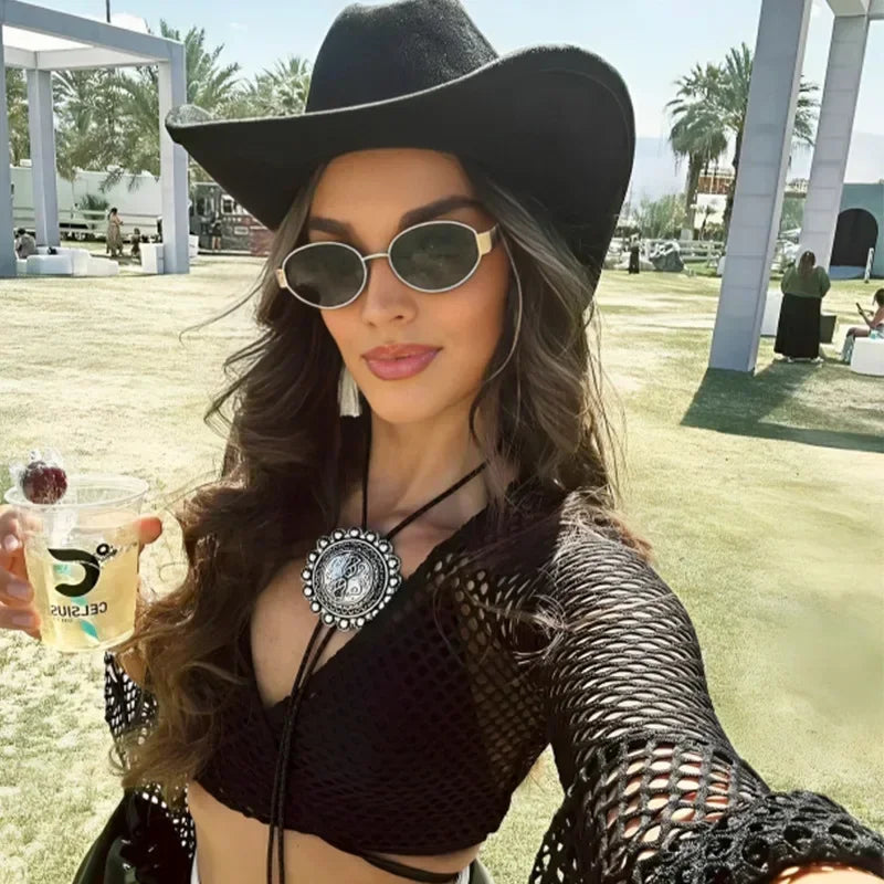 New Oval Frame Sun Protection Sunglasses