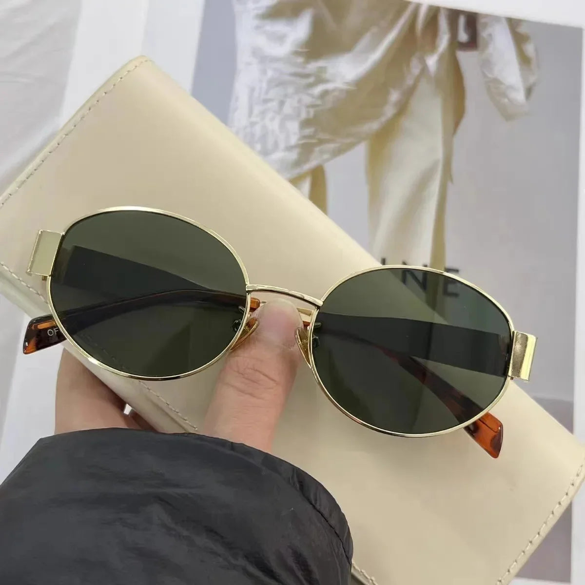 New Oval Frame Sun Protection Sunglasses
