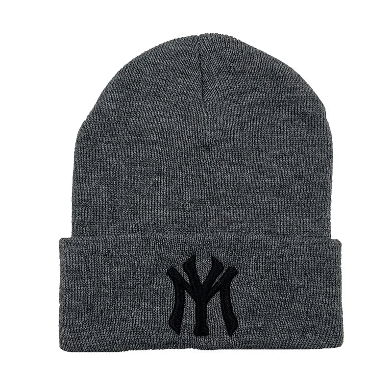 Unisex WY Letter Embroidery Beanie Warm Winter Hat for Men and Women