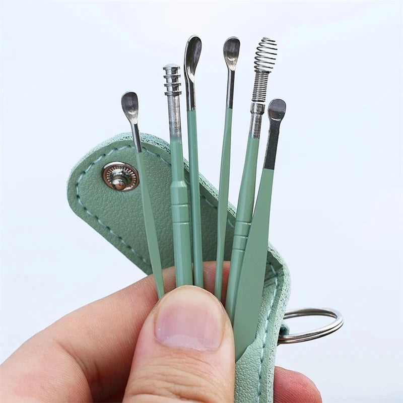 New 6Pcs Ear Cleaner Wax Pickers Earpick Wax Remover Curette Ear