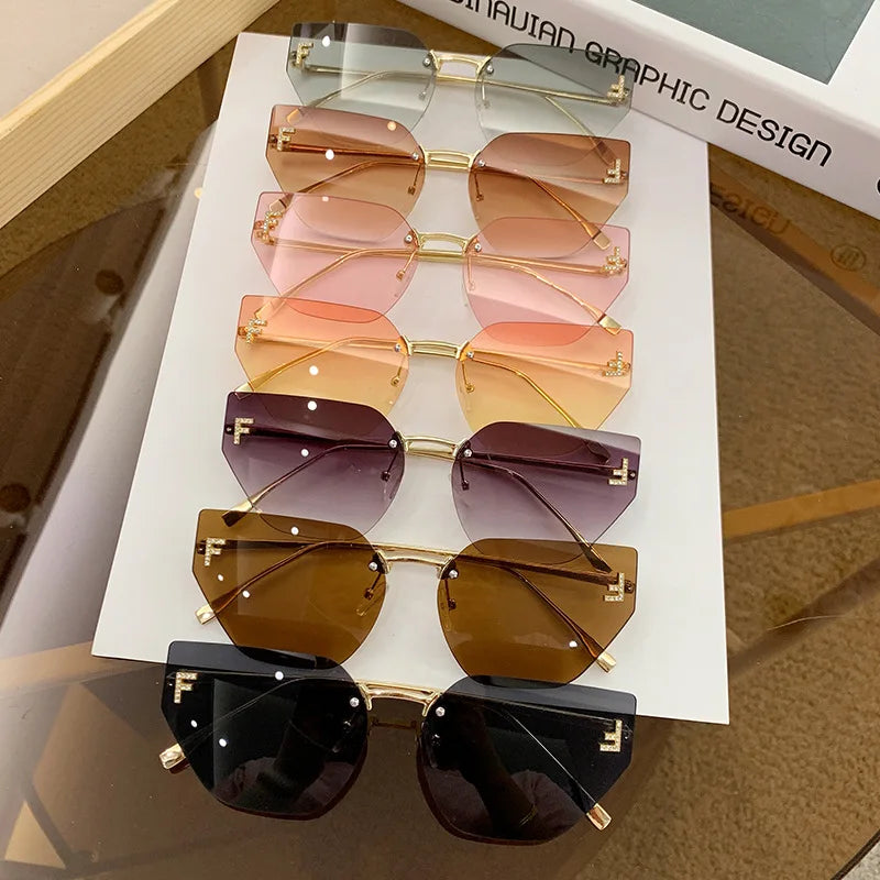 New letter inlaid diamond sunglasses for women with a sense of luxury,