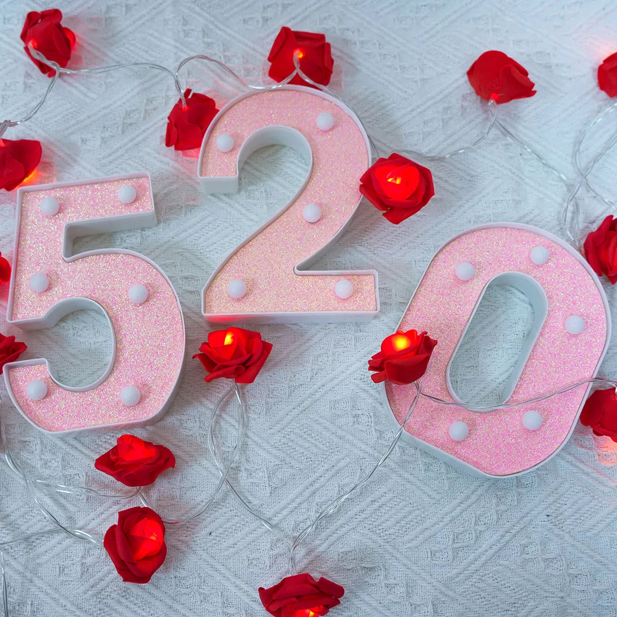 Pink English letter and number lights