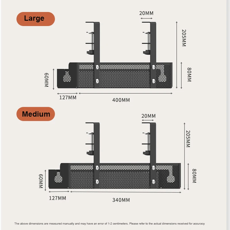 Undertable Storage Rack Metal Cable