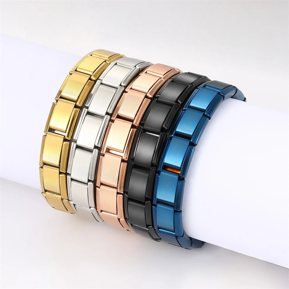 UILZ Stainless Steel Bracelet Pendant Classic Italian Chain Link For Men Women Suitable 9mm Bracelet Make DIY Steel Module Tools
