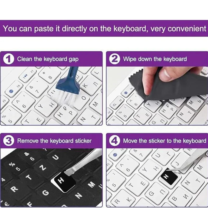 Wear-resistant Keyboard Stickers Spanish/Italian/Korean Letter Replacement For Laptop PC