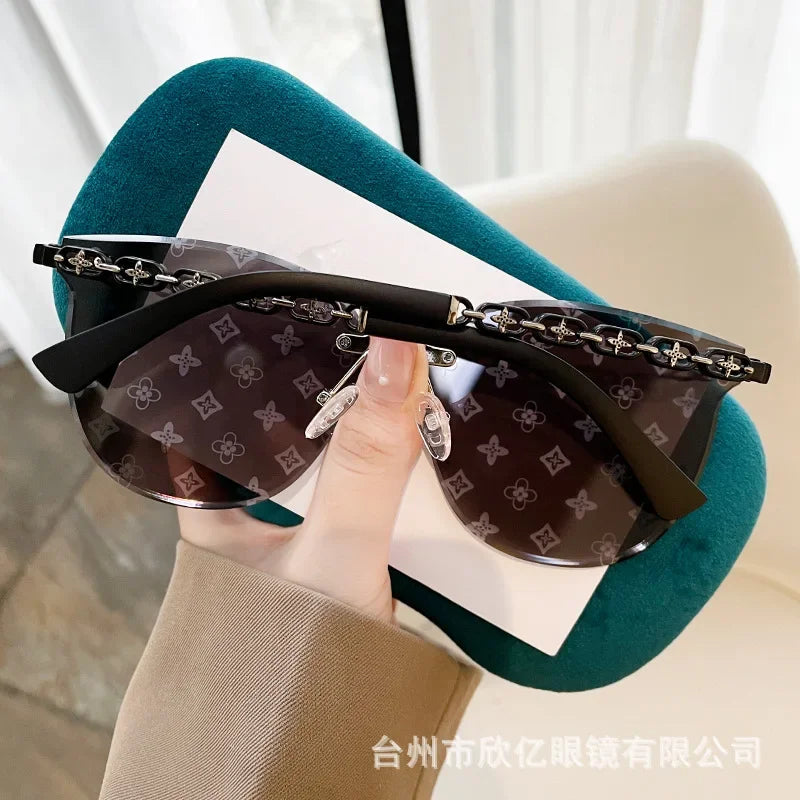 New European And American Style Half-frame Metal Sunglasses
