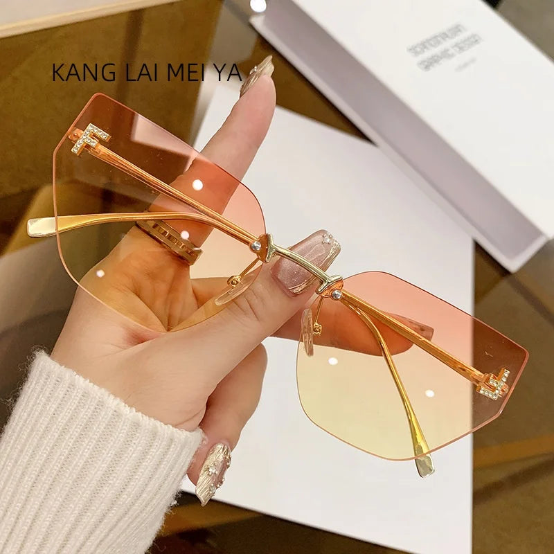New letter inlaid diamond sunglasses for women with a sense of luxury,