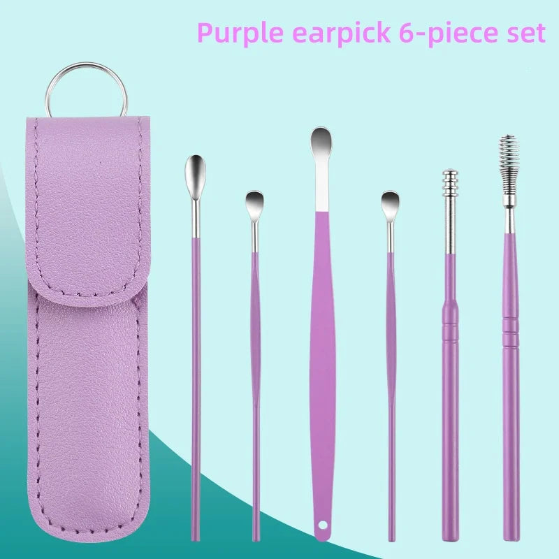 New 6Pcs Ear Cleaner Wax Pickers Earpick Wax Remover Curette Ear