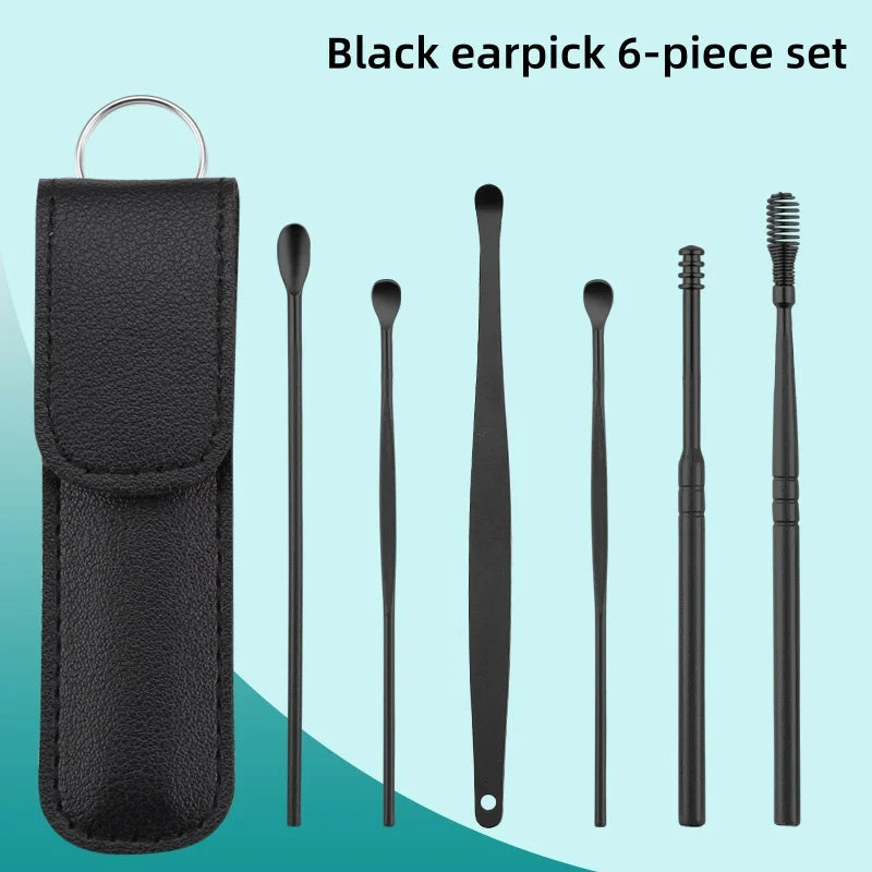 New 6Pcs Ear Cleaner Wax Pickers Earpick Wax Remover Curette Ear