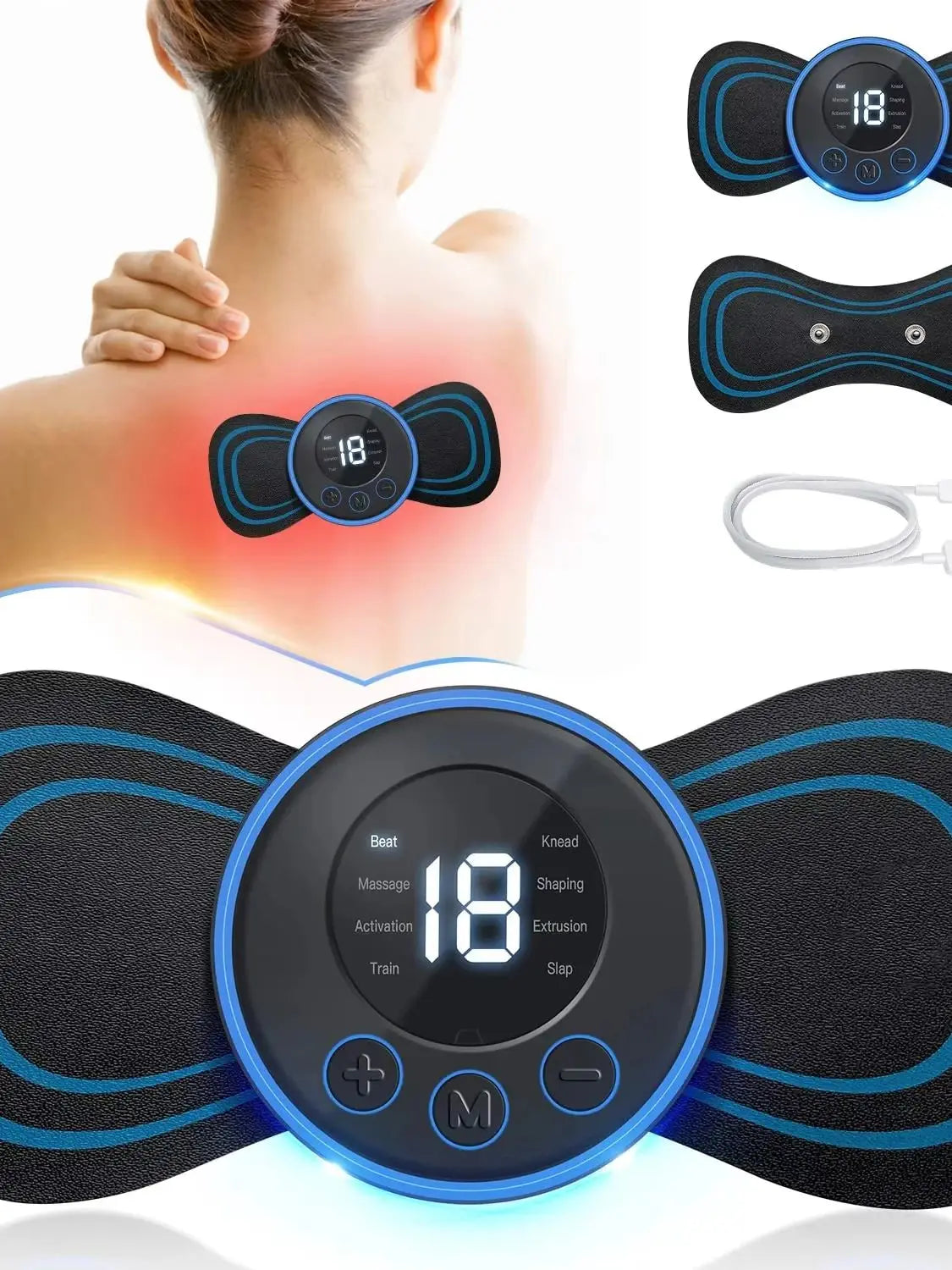 Neck Massager Mini Cervical Back Muscle Pain Relief Patch Massageador Stimulator