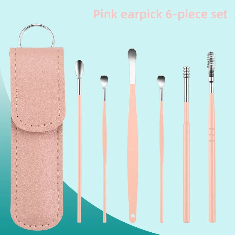 New 6Pcs Ear Cleaner Wax Pickers Earpick Wax Remover Curette Ear