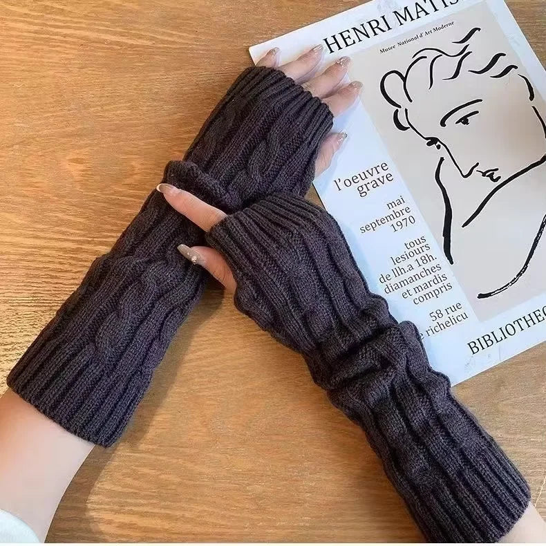Women's winter gloves, thickened men's outdoor cycling gloves, connected finger gloves, half finger gloves, cotton new style