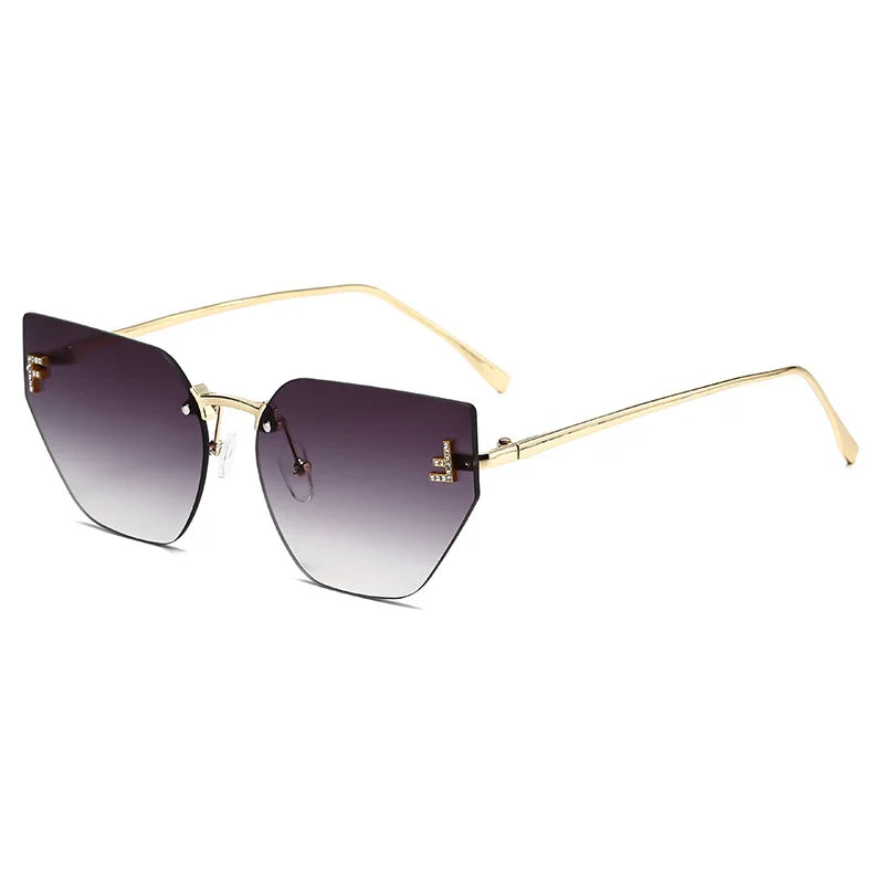 New letter inlaid diamond sunglasses for women with a sense of luxury,