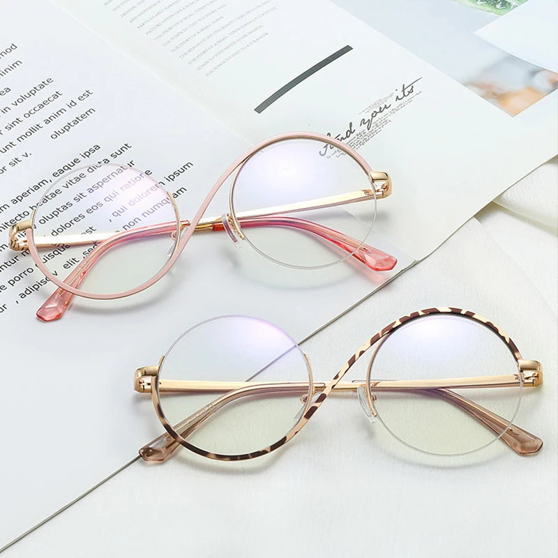 New Fashion Round Anti Blue Light Glasses Women
