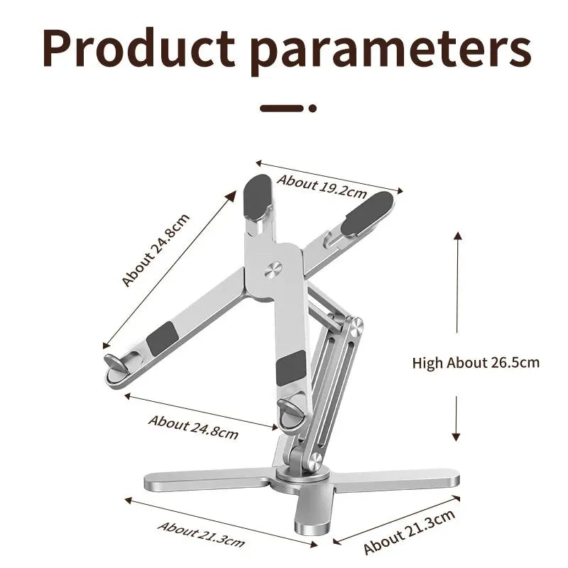 YASOKO Portable Aluminum Alloy Laptop Stand Foldable Telescopic 360° Rotation Notebook Holder for Desktop & Tablet