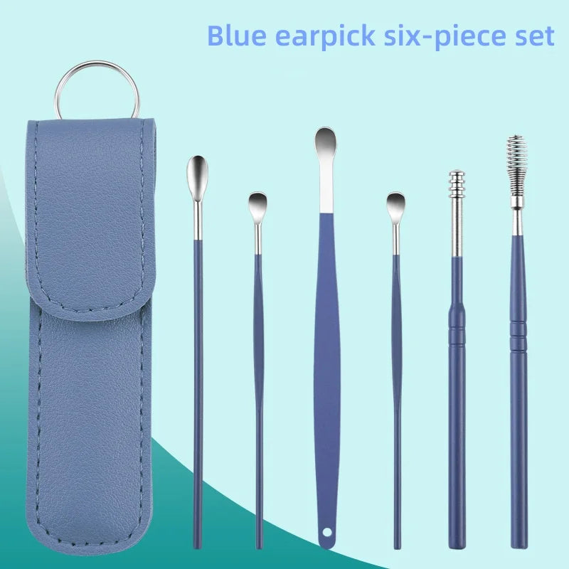 New 6Pcs Ear Cleaner Wax Pickers Earpick Wax Remover Curette Ear