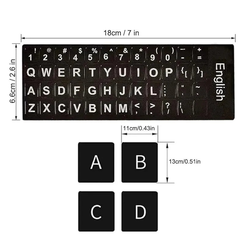 Wear-resistant Keyboard Stickers Spanish/Italian/Korean Letter Replacement For Laptop PC