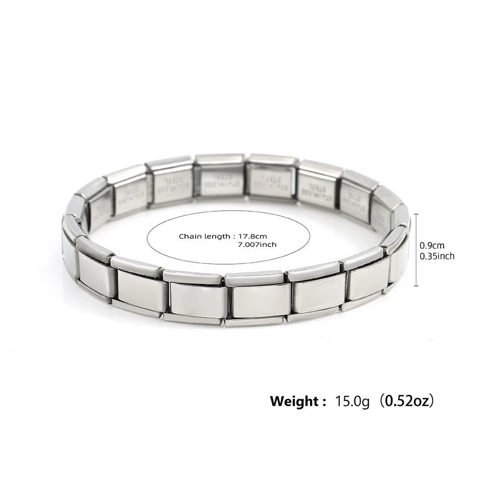 UILZ Stainless Steel Bracelet Pendant Classic Italian Chain Link For Men Women Suitable 9mm Bracelet Make DIY Steel Module Tools