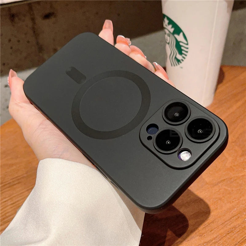 Luxury For Magsafe Wireless Charging Case For iPhone 13 15 11 14 12 Pro Max 13 Plus Magnetic Metallic Cases Lens Protector Cover