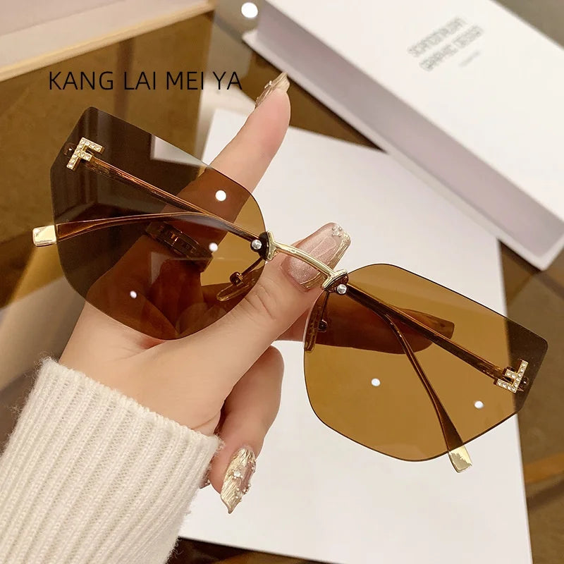 New letter inlaid diamond sunglasses for women with a sense of luxury,