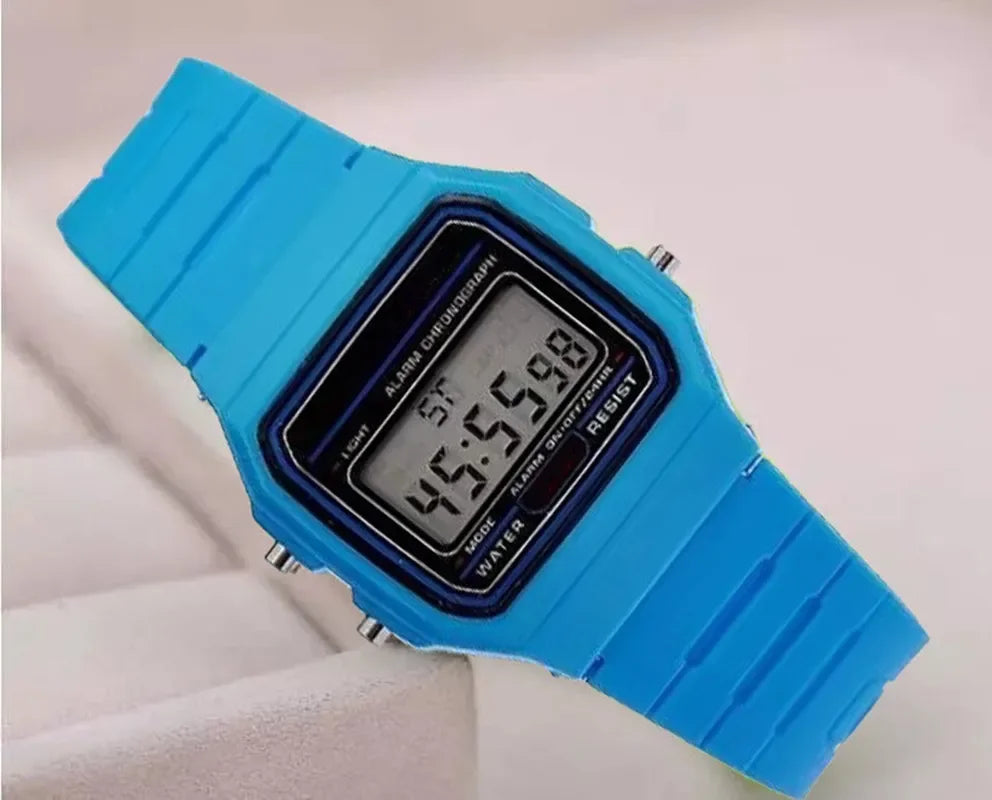 Simple electronic watch with small square dial