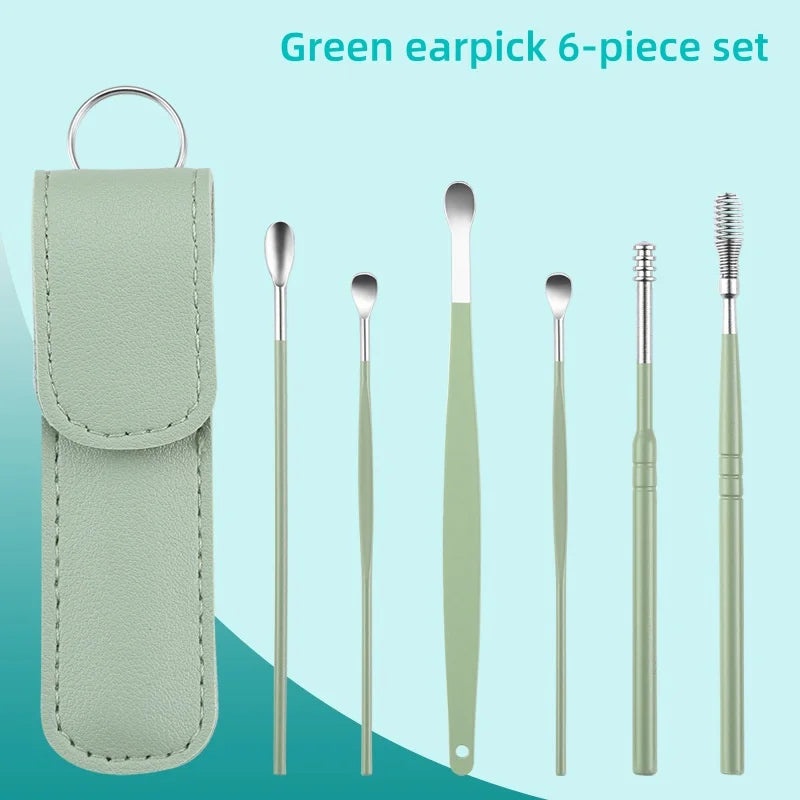 New 6Pcs Ear Cleaner Wax Pickers Earpick Wax Remover Curette Ear