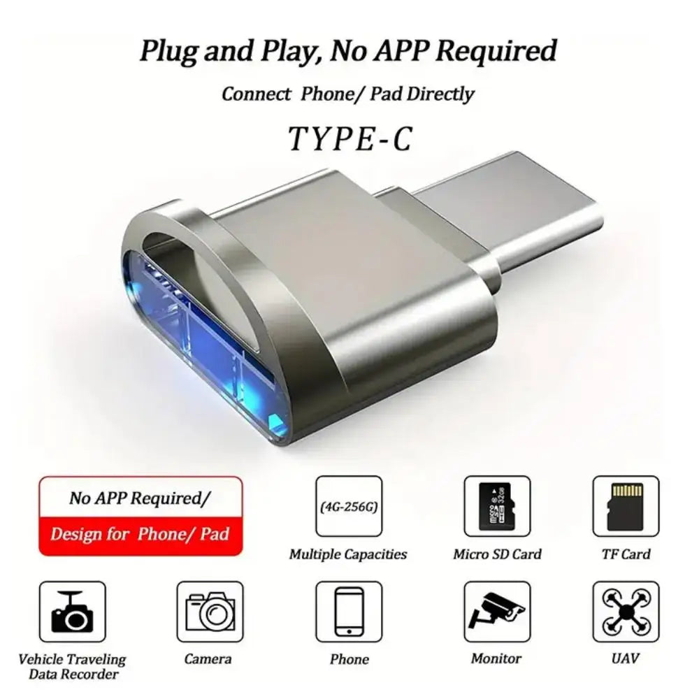 Type-C TF Mobile Card Reader Zinc Alloy USB 3.1 Type-C Xiaomi Huawei Samsung Laptop Multi functional OTG Card Reader