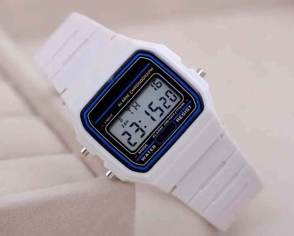 Simple electronic watch with small square dial