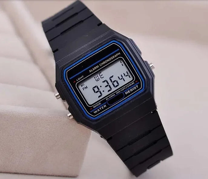Simple electronic watch with small square dial