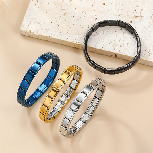 UILZ Stainless Steel Bracelet Pendant Classic Italian Chain Link For Men Women Suitable 9mm Bracelet Make DIY Steel Module Tools