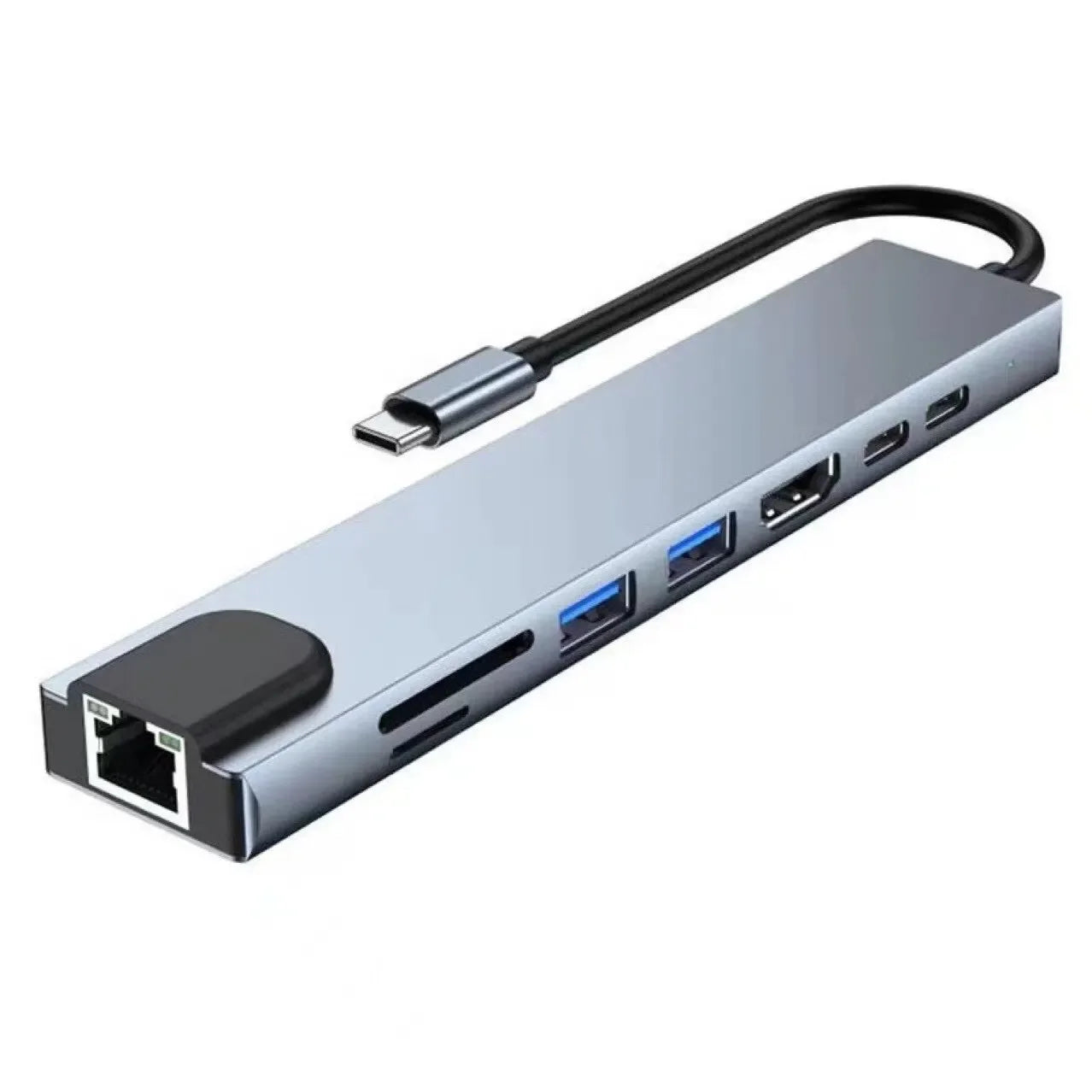USB 8-in-1 Type C HD TV Hub Adapter 4K DisplayPort SD/TF Card Reader RJ45 Fast Charging for MacBook Notebook Computer