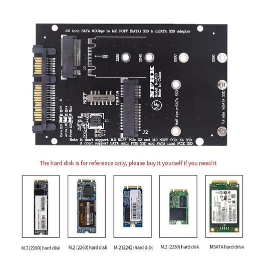 M.2 NGFF Msata SSD To SATA 3.0 2.5 Adapter M2 PCI SSD Converter Riser Card For PC Laptop Add On Card up to 6Gps