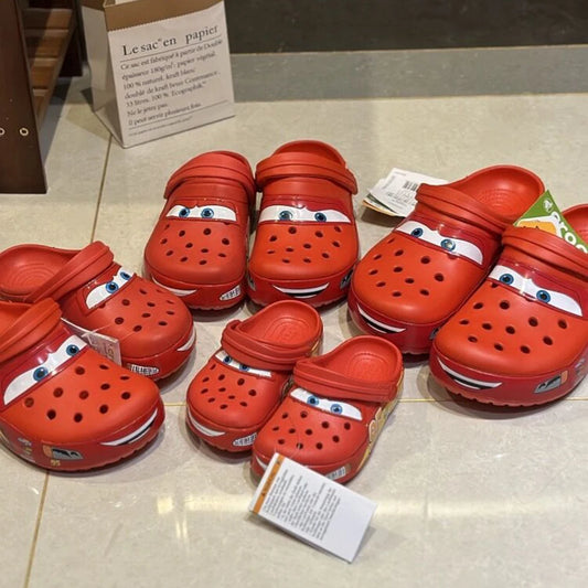 Miniso Disney Pixar Lightninged Mcqueens Solid Waterproof Slippers Outdoor Sandals Casual Breathable Ankle-wrap EVA Shoes Gift
