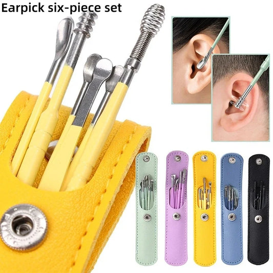 New 6Pcs Ear Cleaner Wax Pickers Earpick Wax Remover Curette Ear